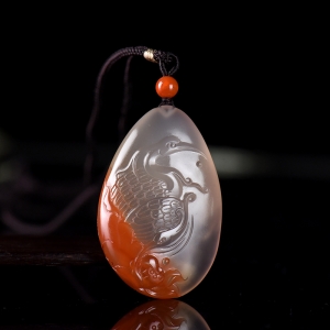 冰飘南红一路连科吊坠