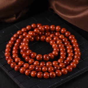 7.5mm柿子红南红108佛珠