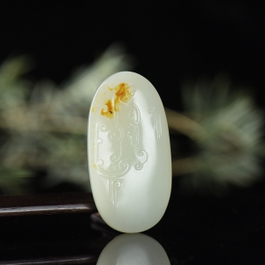 籽料和田白玉凤飞九天吊坠