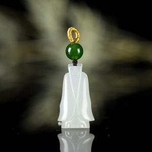 籽料和田白玉翁仲吊坠