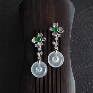 18K冰种翡翠平安扣耳坠