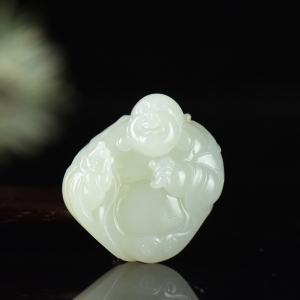 籽料和田白玉弥勒佛吊坠