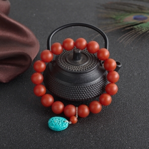 11mm柿子红南红单圈手串