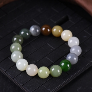 12mm山料和田玉多宝单圈手串