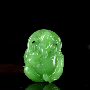 山料和田碧玉财神吊坠