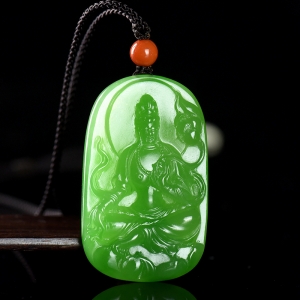 山料和田碧玉观音吊坠