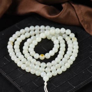 6mm籽料和田白玉108佛珠