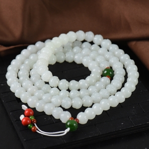 籽料和田白玉莲花珠108佛珠