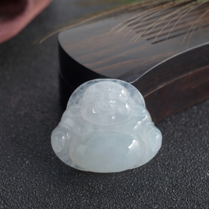 糯冰种翡翠弥勒佛吊坠