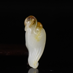 籽料和田白玉仙鹤献寿吊坠