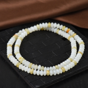 籽料和田白玉碟珠多圈手串