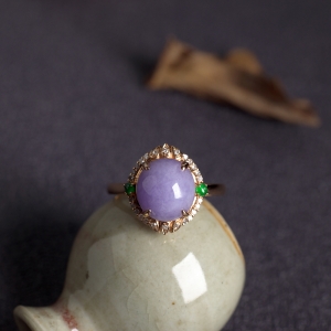 18K糯种紫罗兰翡翠戒指