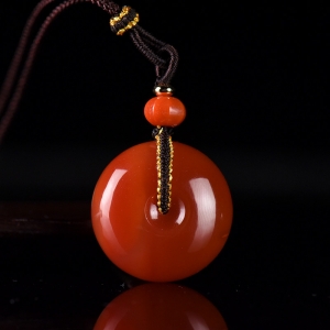 樱桃红南红平安扣吊坠