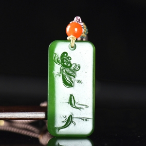 山料和田碧玉年年有余吊坠