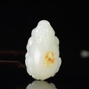 山流水料和田白玉貔貅手把件