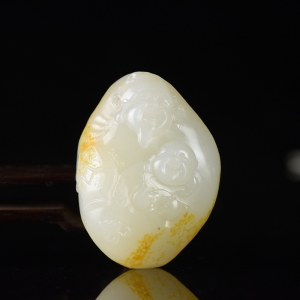 山流水料和田白玉财富双收吊坠