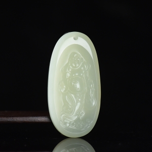 籽料和田白玉弥勒佛吊坠