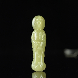 山料和田黄玉观音吊坠