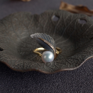 18K海水白色珍珠戒指