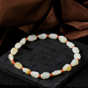 籽料和田白玉十八罗汉单圈手串