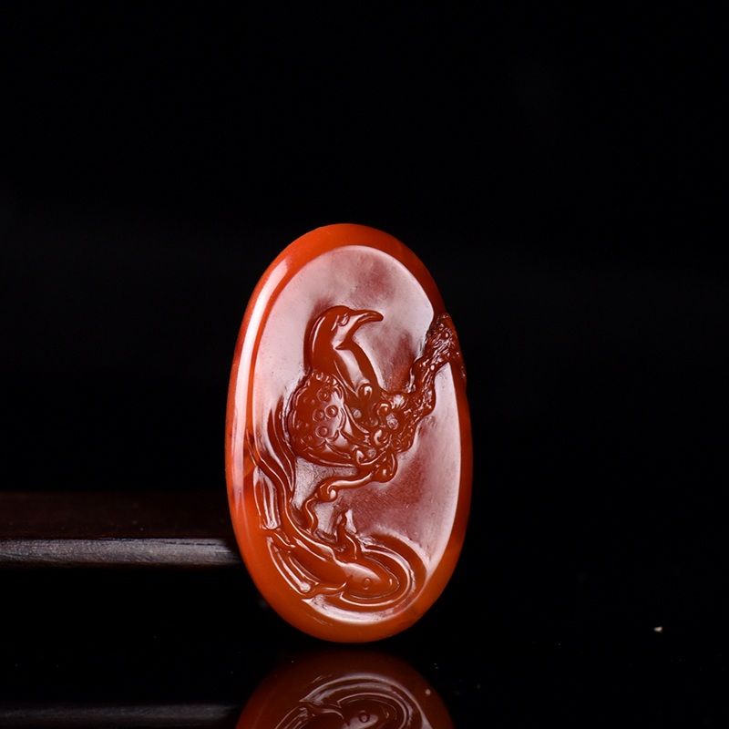 柿子红南红喜上枝头吊坠