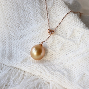 18k海水金色珍珠项链