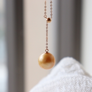 18k海水金色珍珠项链