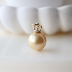 18k海水金色珍珠吊坠