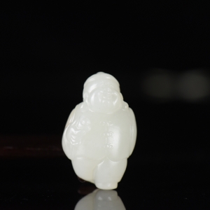 籽料和田白玉小财神吊坠