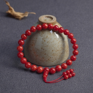 8mm阿卡牛血红珊瑚单圈手串