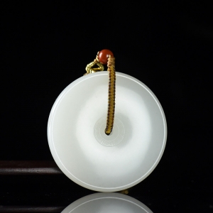 山流水料和田羊脂白玉平安扣吊坠