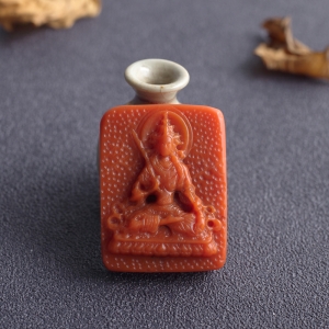 柿子红南红文殊菩萨吊坠