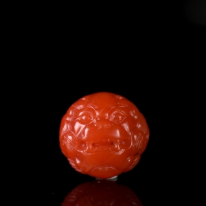 21mm樱桃红南红貔貅珠配件