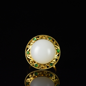 18K籽料和田白玉戒指