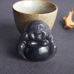 山料和田烟紫玉弥勒佛吊坠