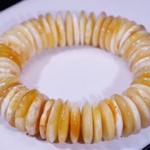 白花蜜蜜蜡车轮珠单圈手串