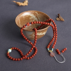 6mm柿子红南红108佛珠