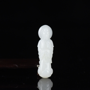 籽料和田白玉观音吊坠