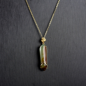 18K籽料和田青玉竹节吊坠