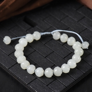 山料和田白玉莲花珠手链