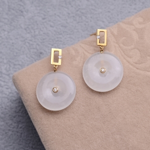 18k冰种翡翠平安扣耳钉