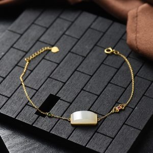 18K籽料和田白玉手链