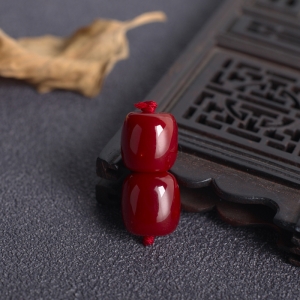 阿卡牛血红珊瑚桶珠（两件）