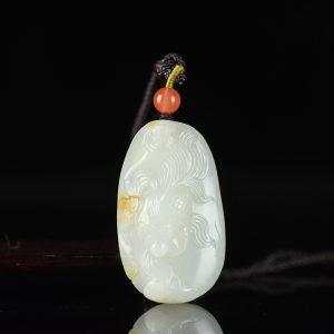 籽料和田白玉金玉满堂吊坠