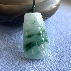 糯冰种飘翠翡翠节节高升吊坠