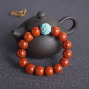 柿子红南红桶珠单圈手串