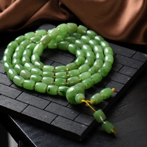 山料和田碧玉桶珠多圈手串/毛衣链