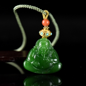 山料和田碧玉财神吊坠