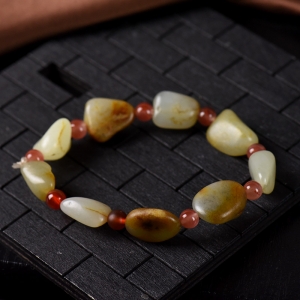 籽料和田玉原石单圈手串