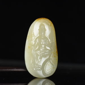 籽料和田白玉观音吊坠